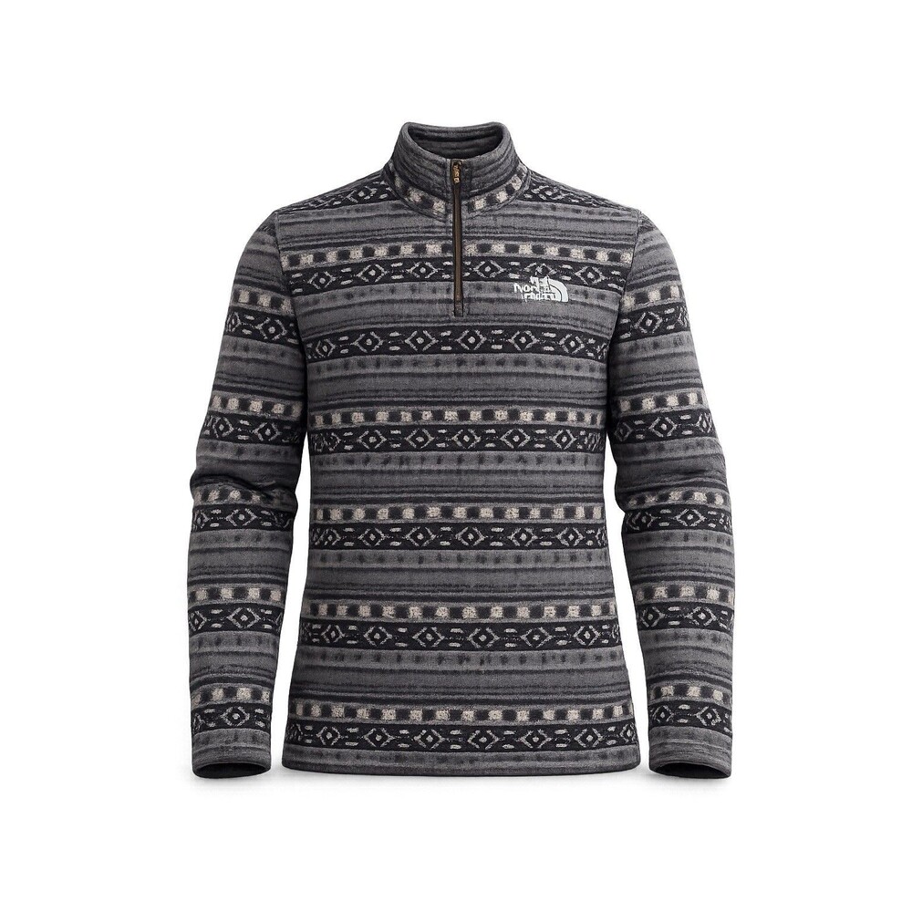 The North Face Men's M Gray/Black Fair Isle 1/4 Zip Mock Neck Fleece